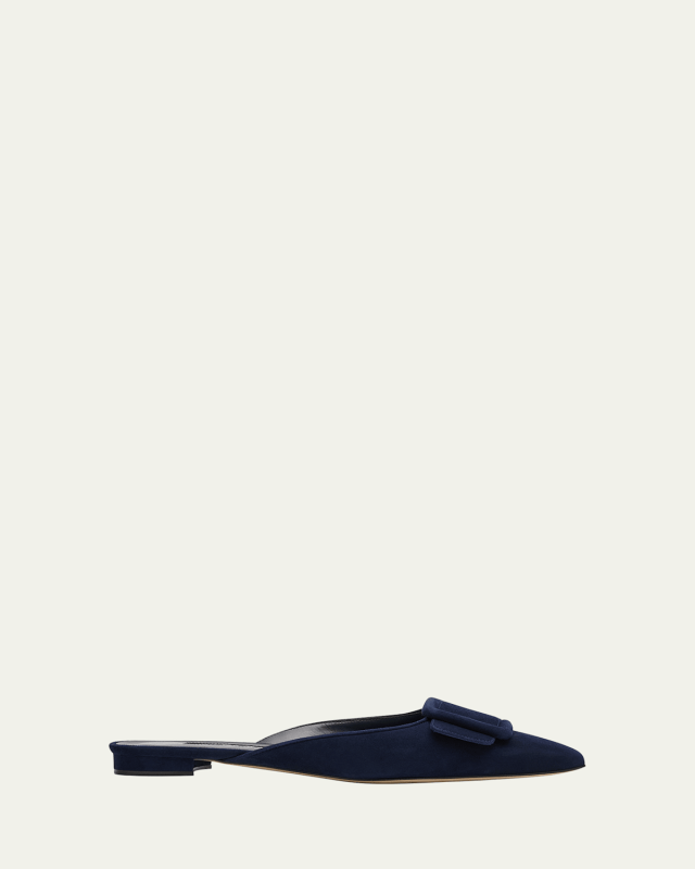 Maysale Suede Buckle Ballerina Mules